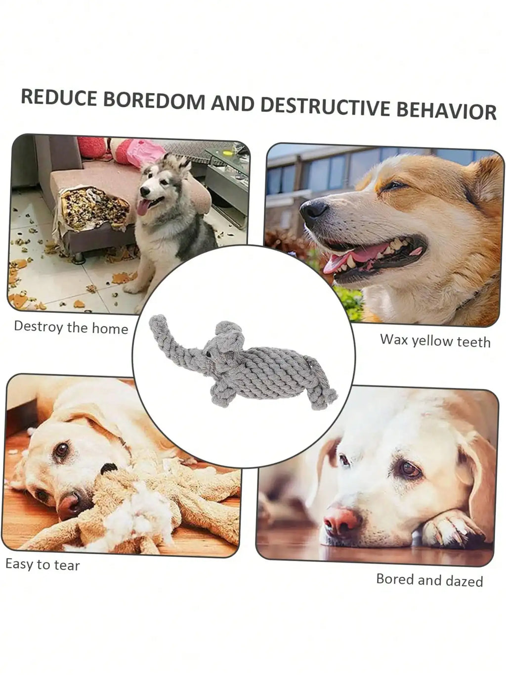 Juguete de soga tejida para perros con diseños de figuras