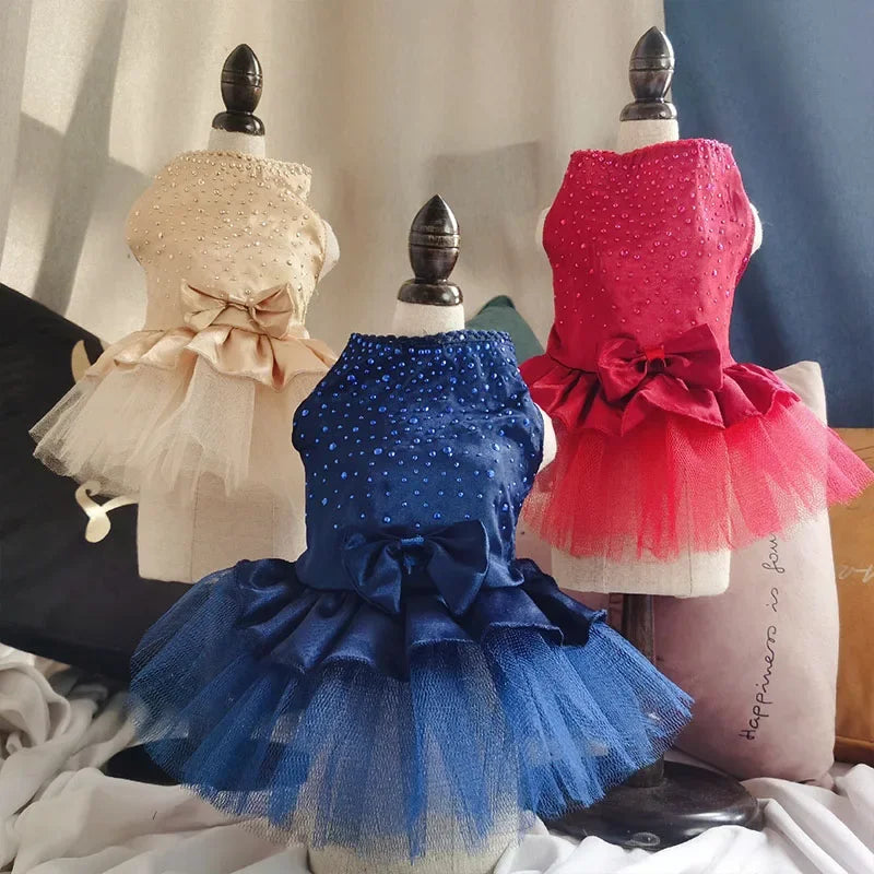 Vestido de algodón con falda para perros pequeños