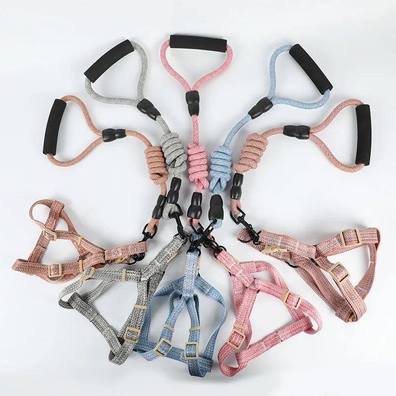 Conjunto de pretal, collar y correa para perros pequeños