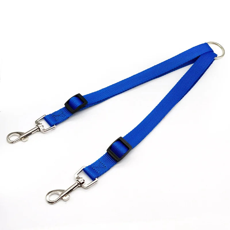 Acople doble de nylon ajustable para pasear dos perros