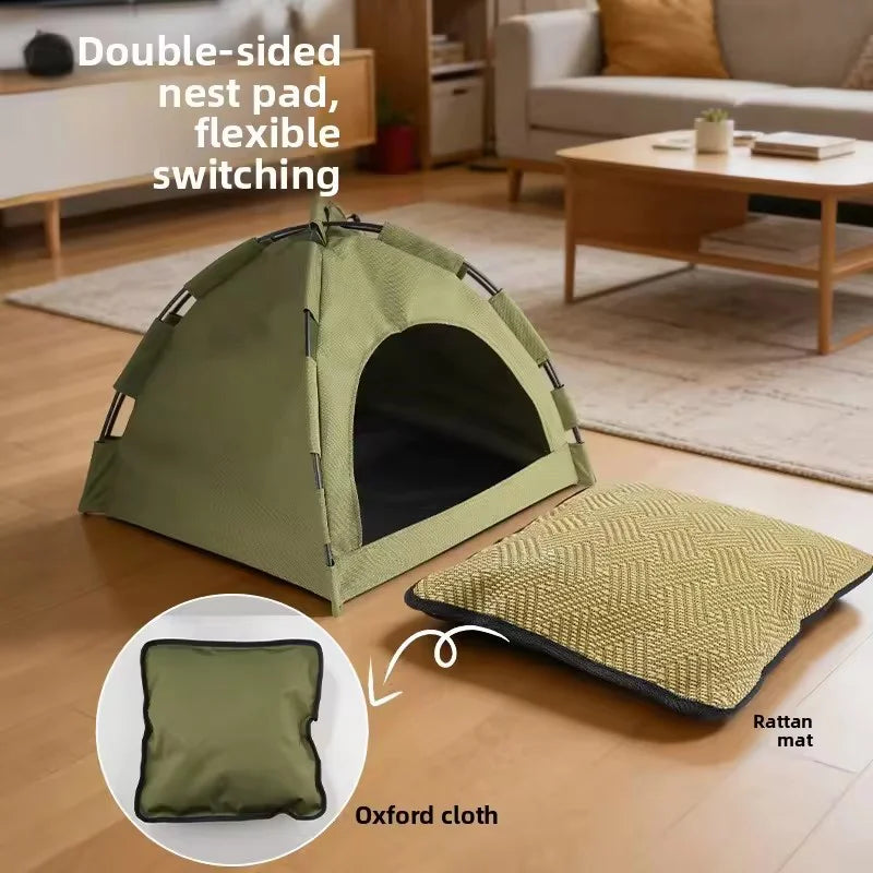 Carpa plegable para gatos con colchoneta reversible