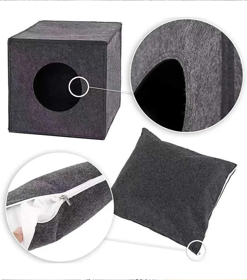 Cueva plegable de fieltro para gatos