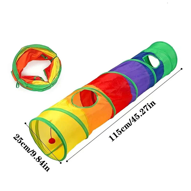 Túnel plegable de tela para juego y escondite de gatos