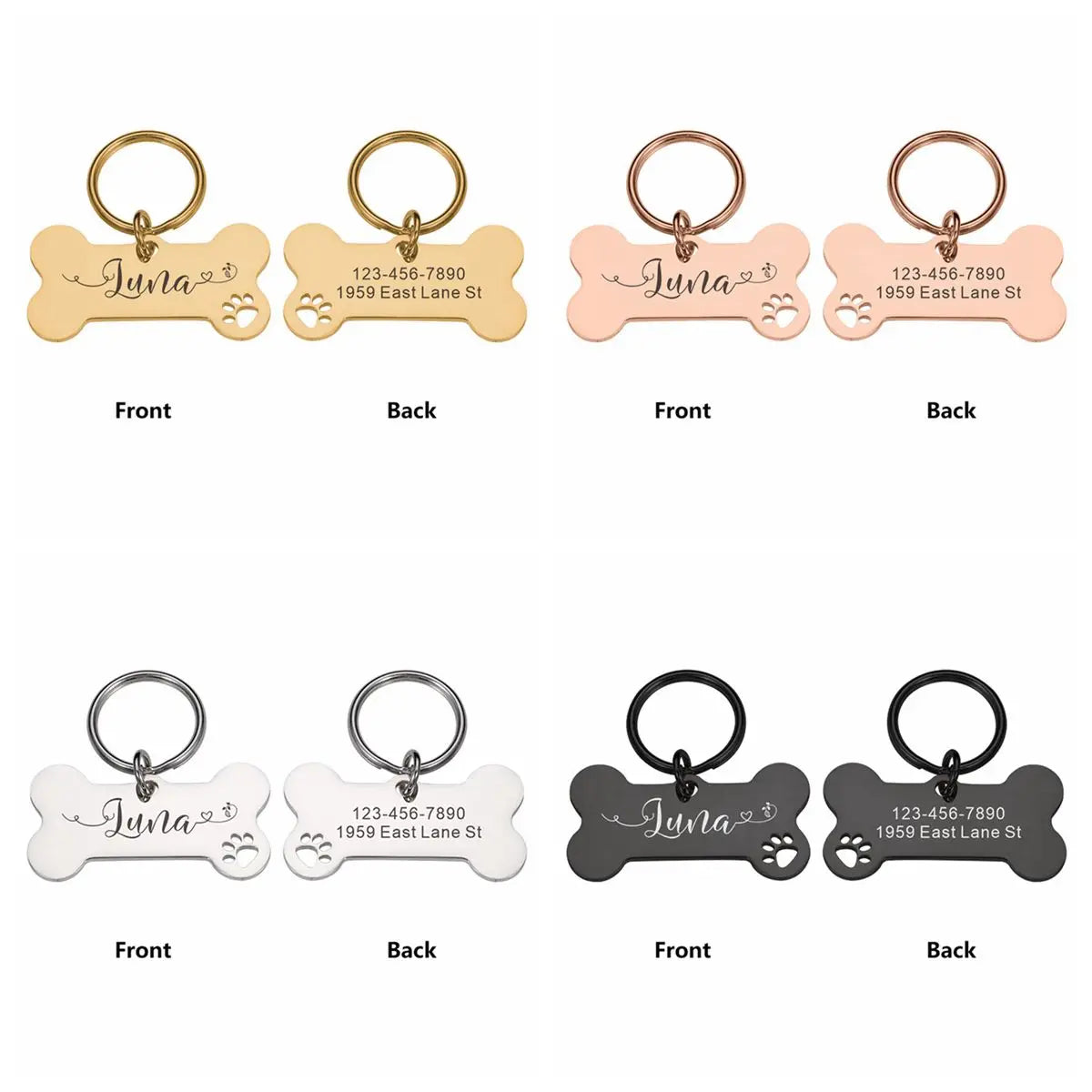 Chapita personalizable para mascotas con línea ondulada