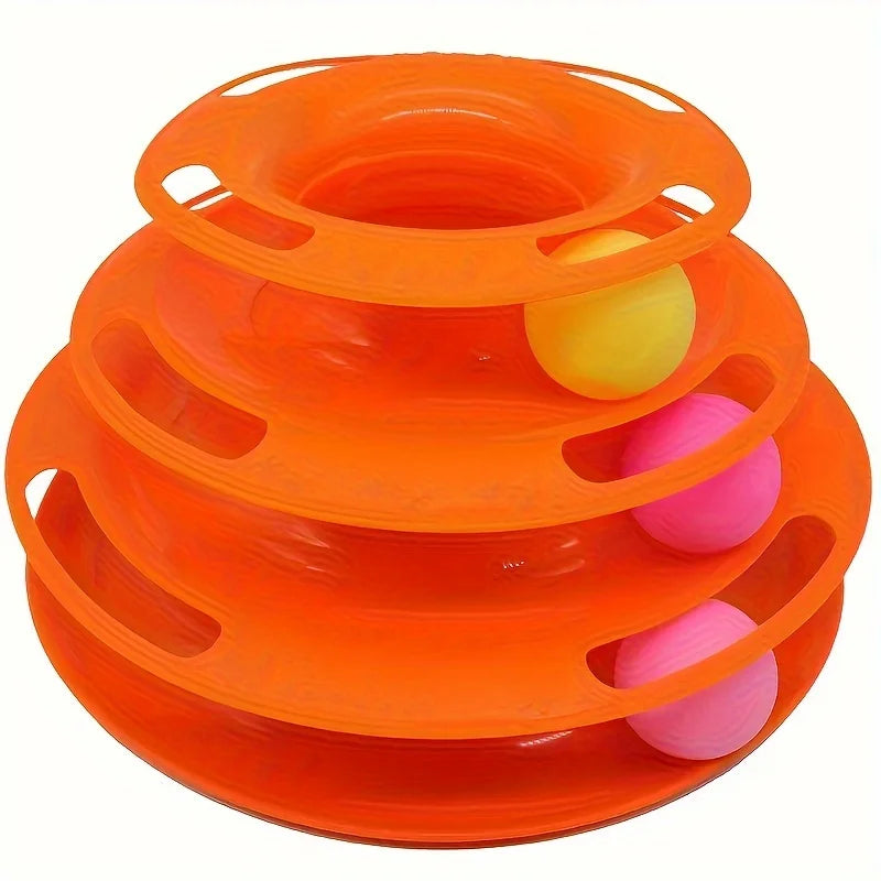 Torre de juego para gatos con pelotas y tres niveles