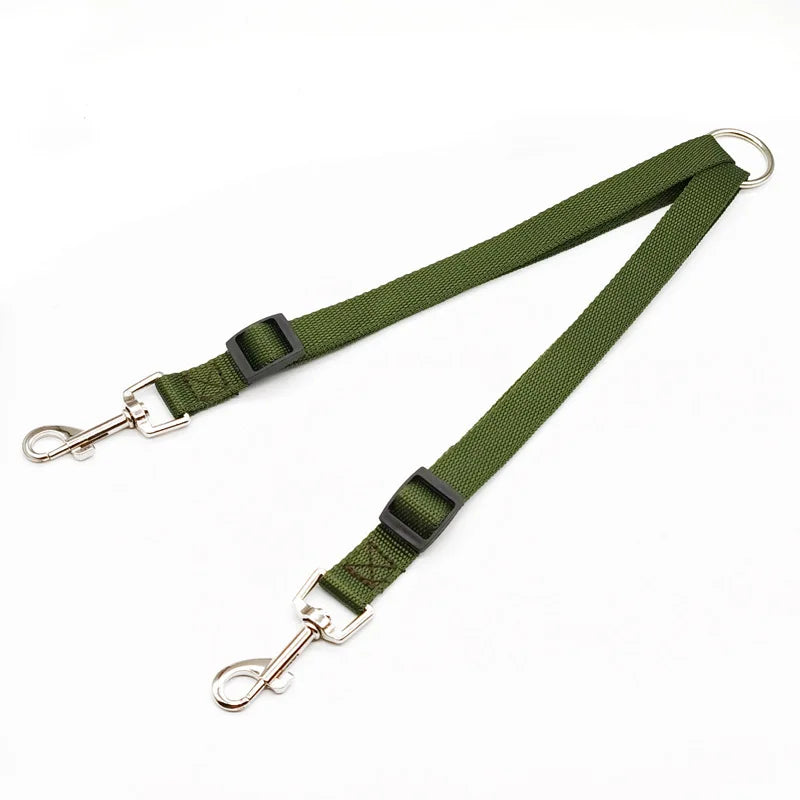 Acople doble de nylon ajustable para pasear dos perros