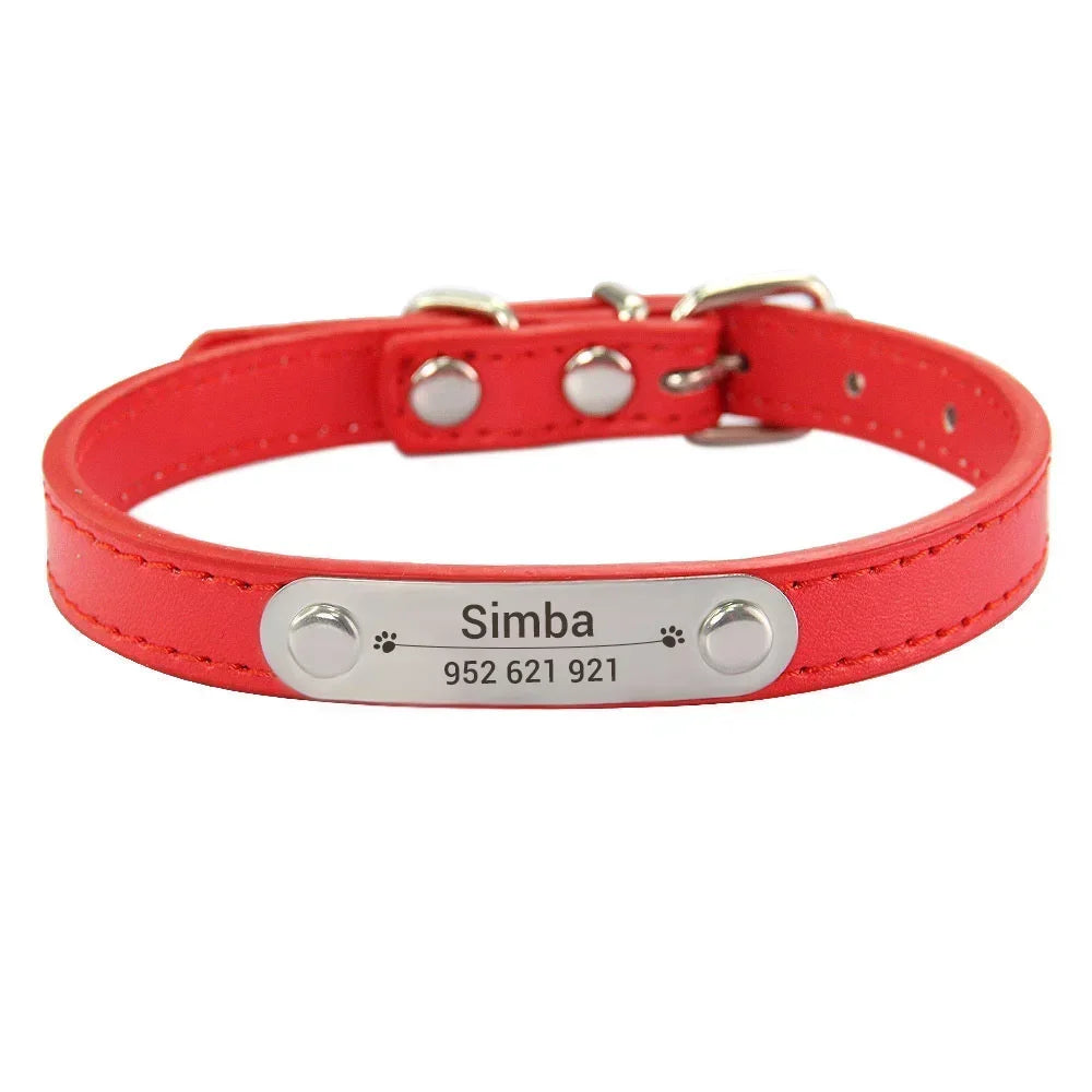 Collar para perros con placa grabable y cinco posiciones