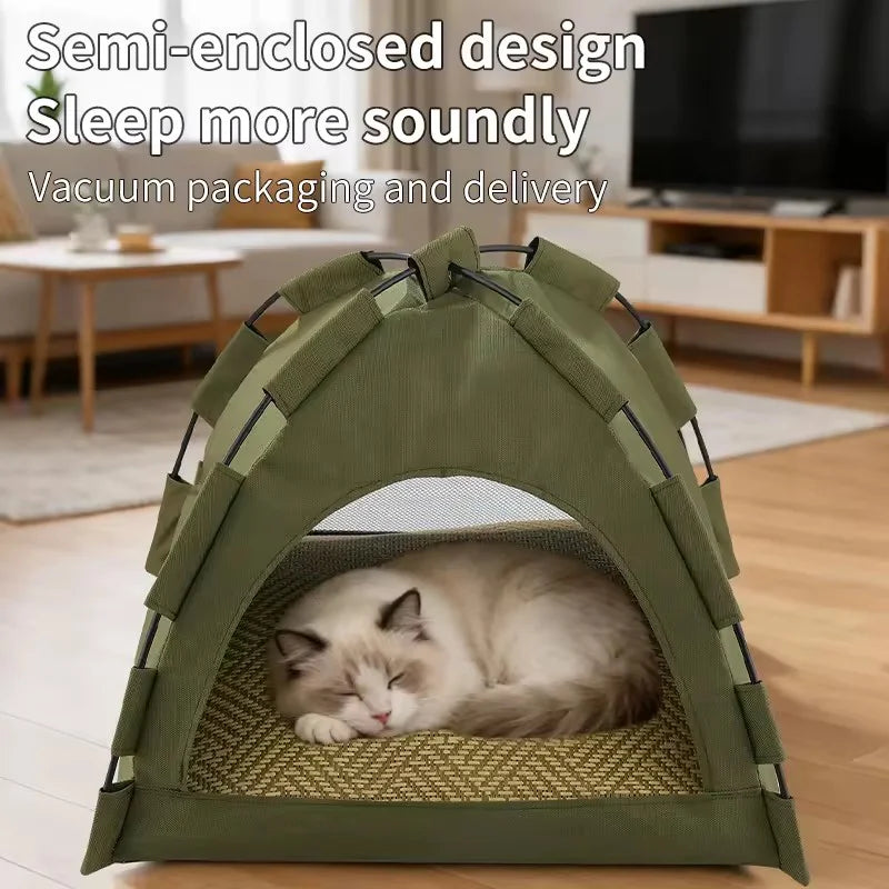 Carpa plegable para gatos con colchoneta reversible