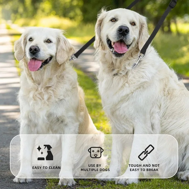 Acople doble de nylon ajustable para pasear dos perros