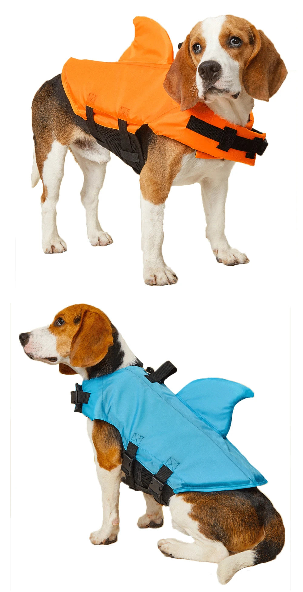 Chaleco de flotación para perros con diseño de tiburón