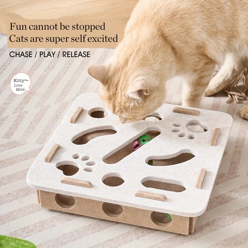 Laberinto de fieltro para gatos con pelota y cascabel