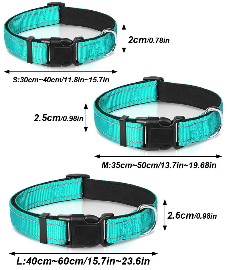 Collar reflectivo para perros con acolchado y doble argolla