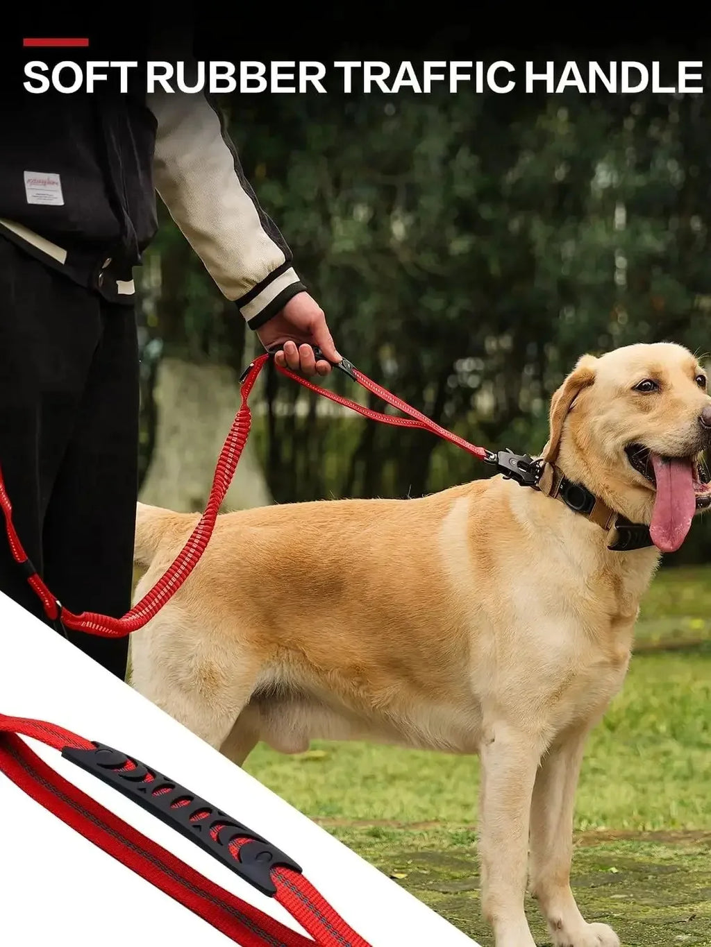 Correa táctica elástica para perros con mosquetón metálico