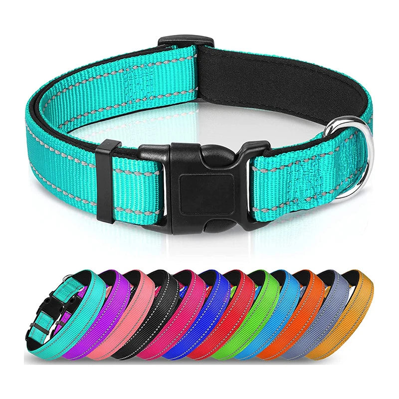 Collar reflectivo para perros con acolchado y doble argolla