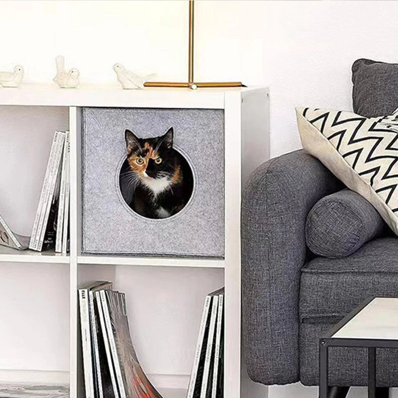 Cueva plegable de fieltro para gatos