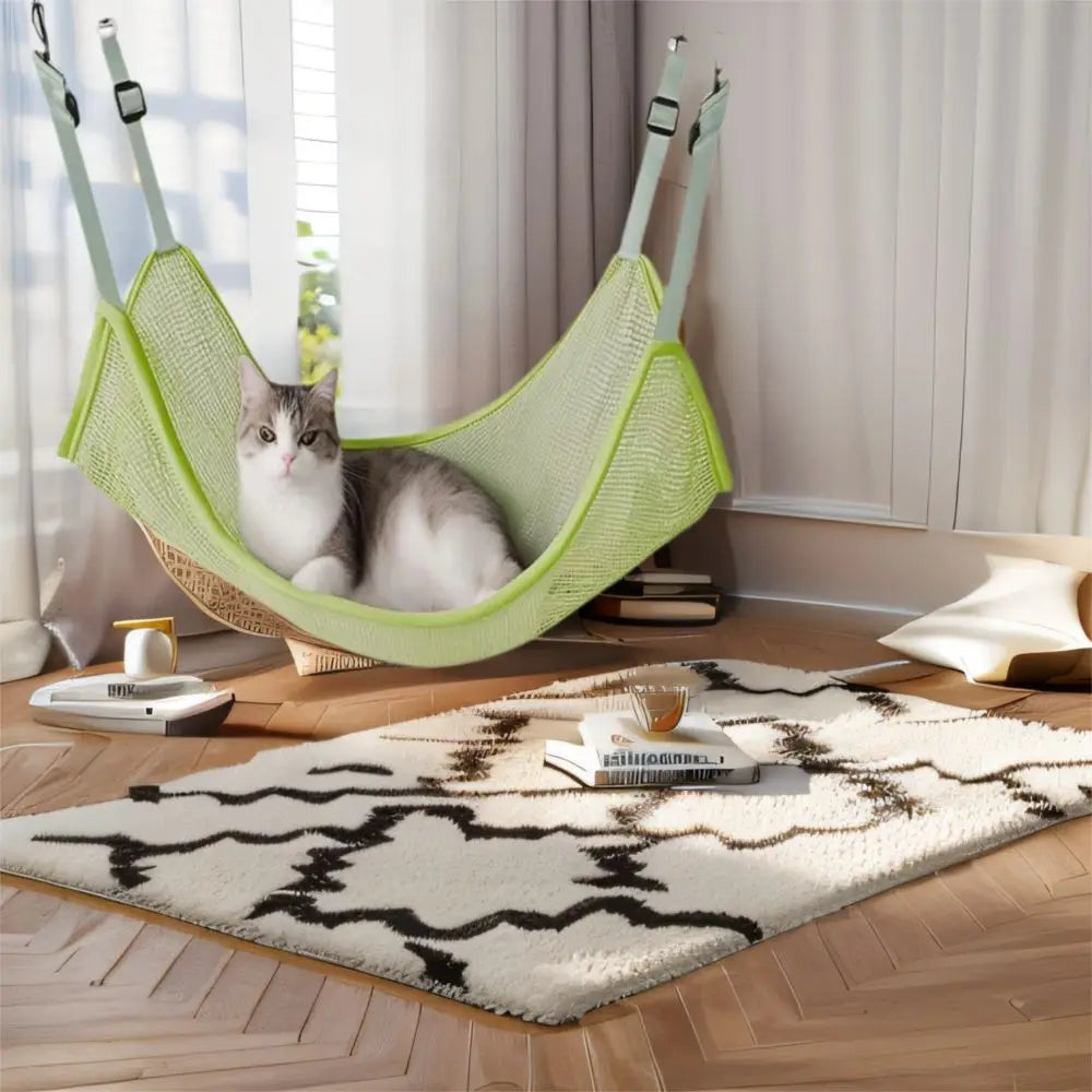 Hamaca de malla para gatos con correas ajustables