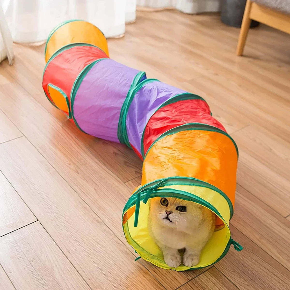 Túnel plegable de tela para juego y escondite de gatos