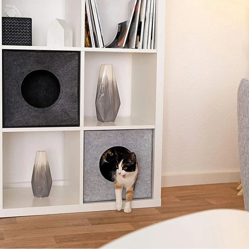 Cueva plegable de fieltro para gatos