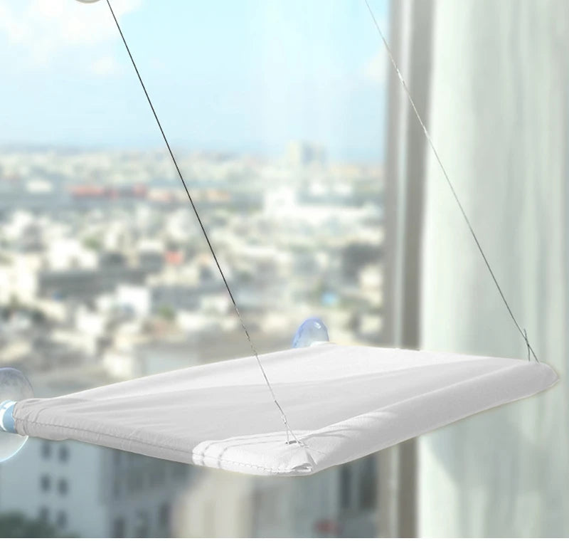 Hamaca desmontable de gamuza para ventana de gatos