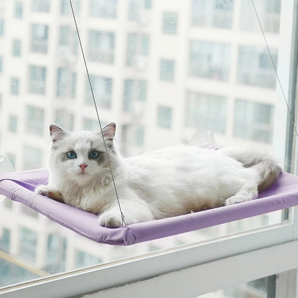 Hamaca desmontable de gamuza para ventana de gatos