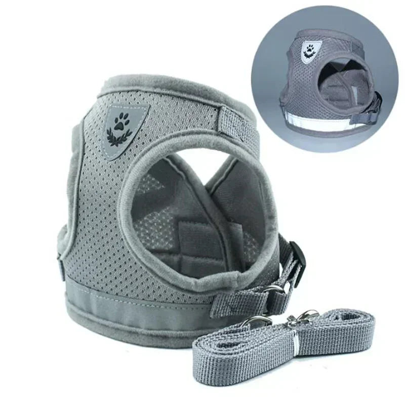 Pretal ajustable de malla para perros con correa de 115 cm