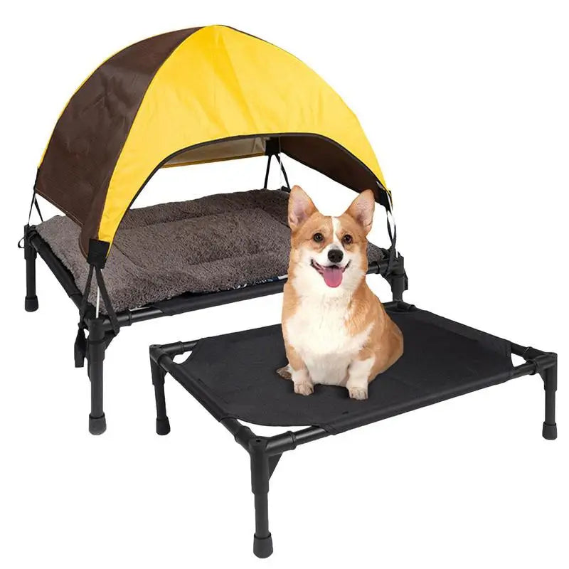 Catre plegable para perros con opción de toldo y almohadón