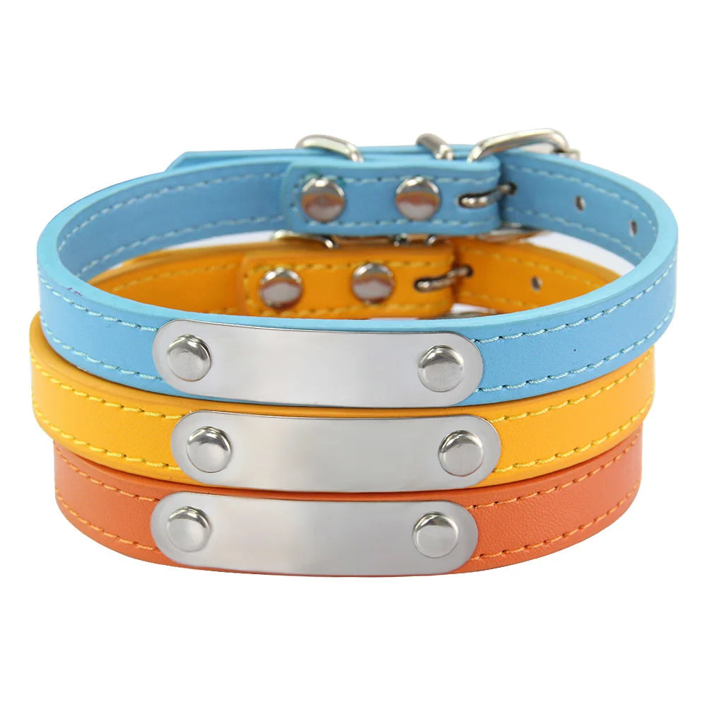 Collar para perros con placa grabable y cinco posiciones