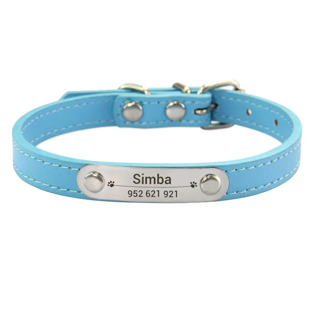 Collar para perros con placa grabable y cinco posiciones