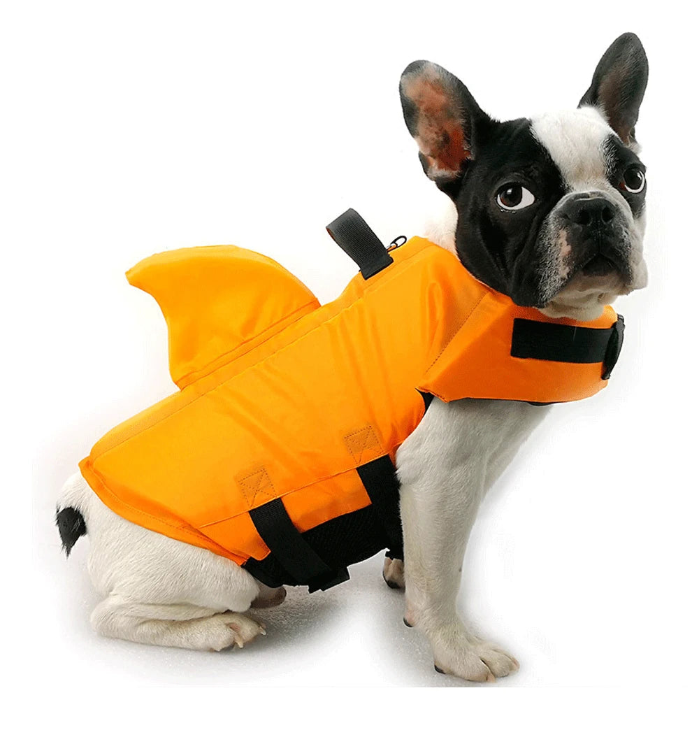 Chaleco de flotación para perros con diseño de tiburón
