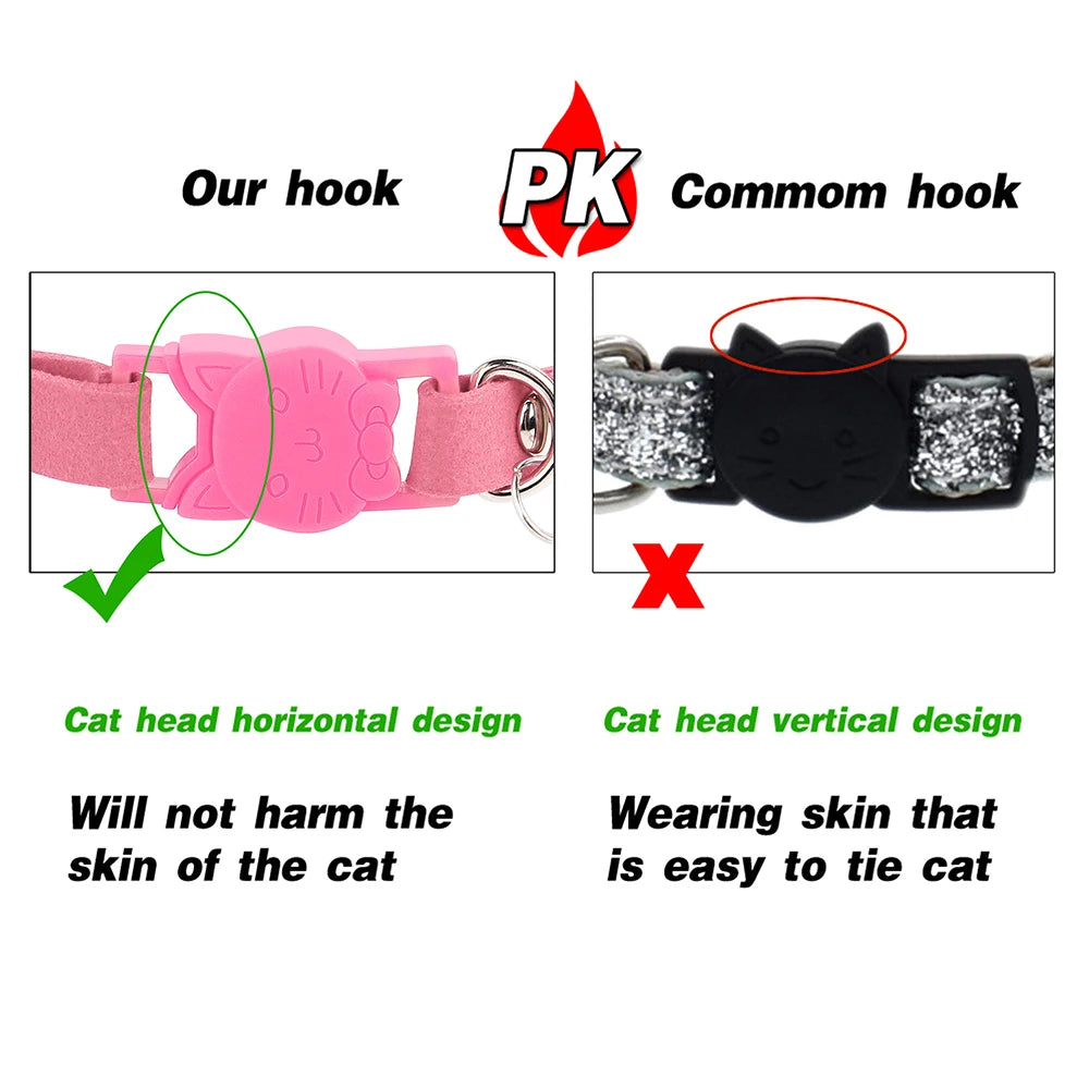 Collar para gatos con strass, cascabel y cierre de seguridad