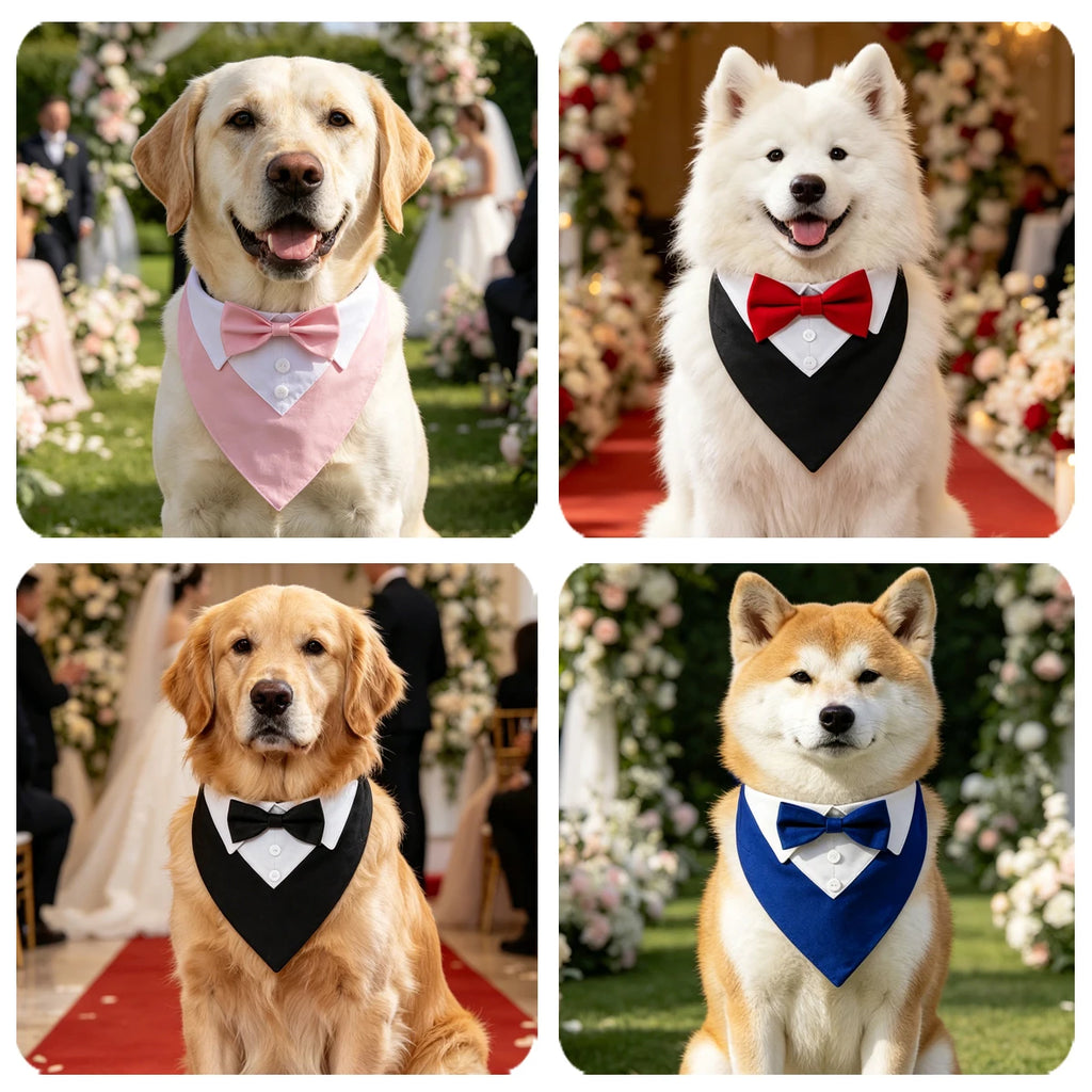 Bandana de gala para mascotas con moño ajustable