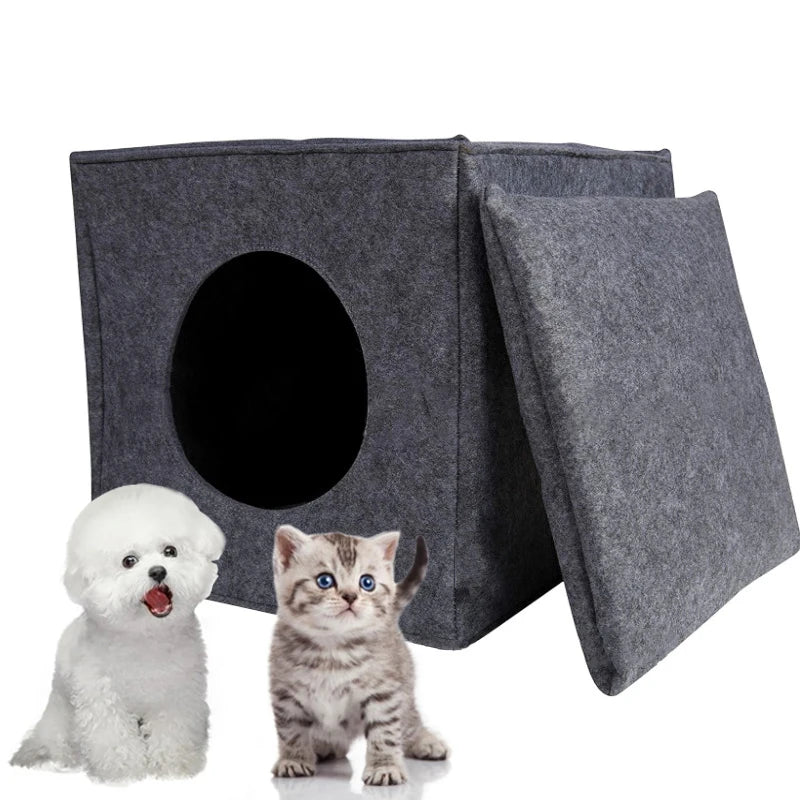 Cueva plegable de fieltro para gatos