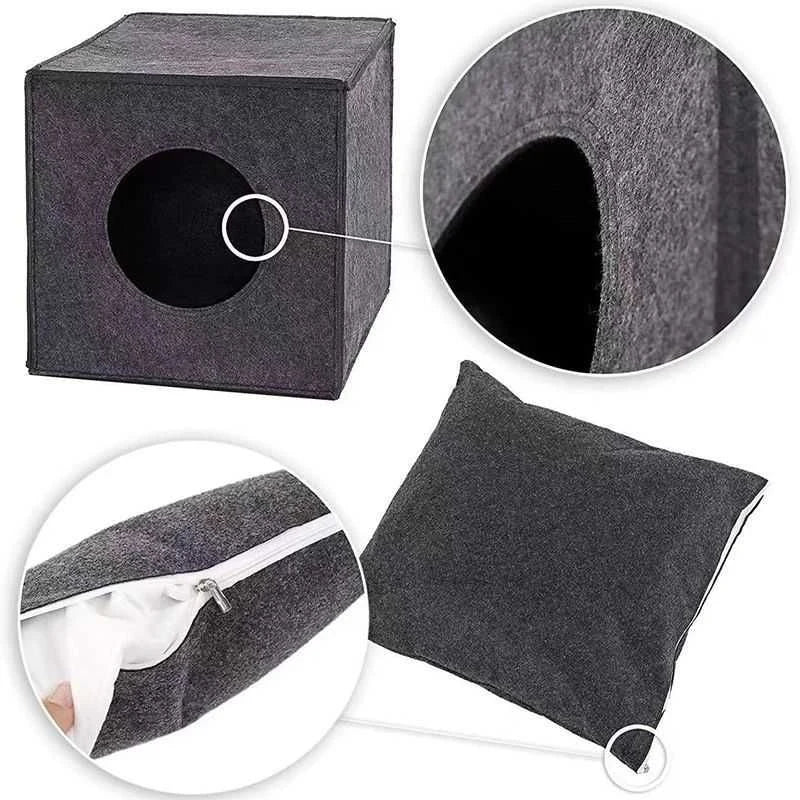Cueva plegable de fieltro para gatos