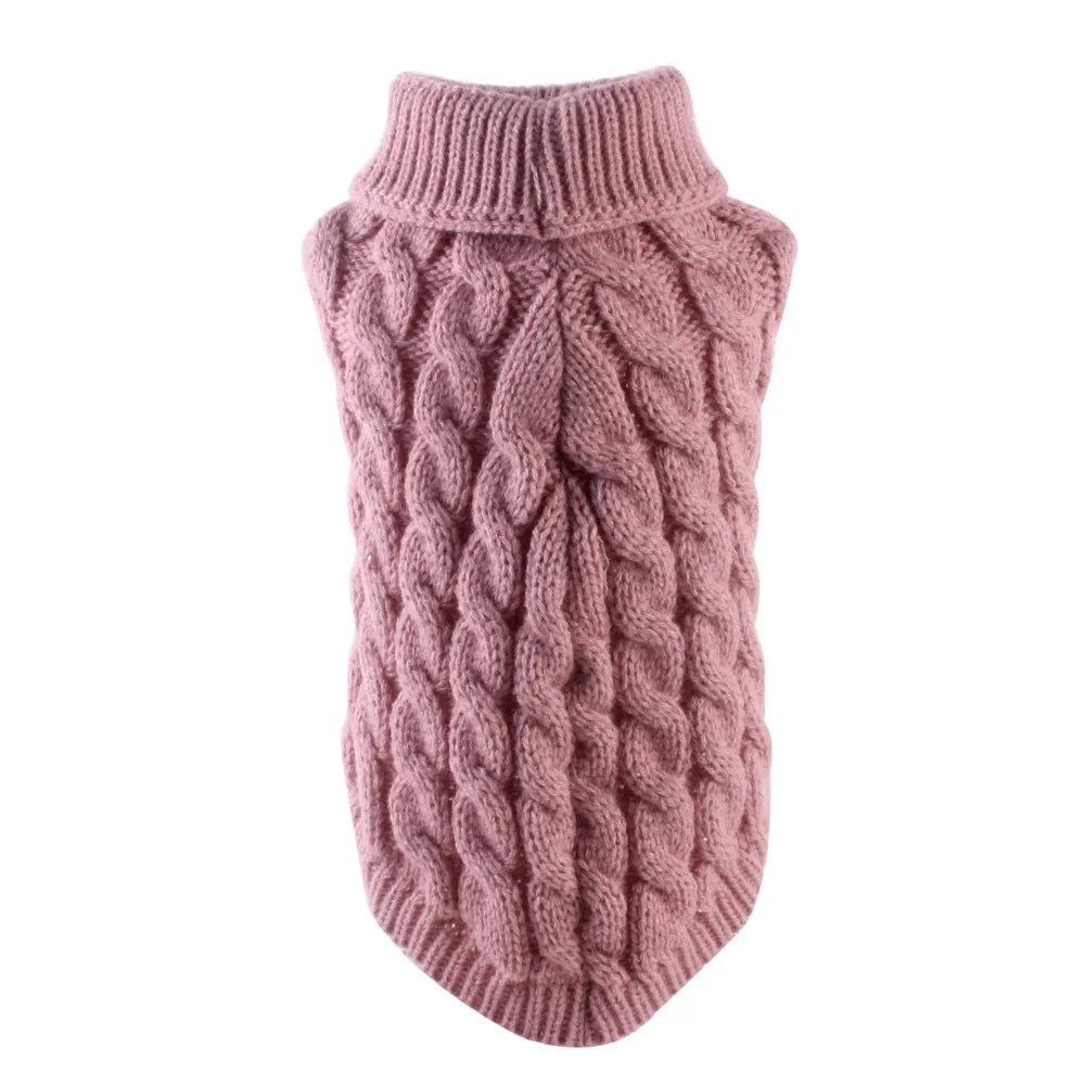 Suéter tejido de cuello alto para perros pequeños y gatos