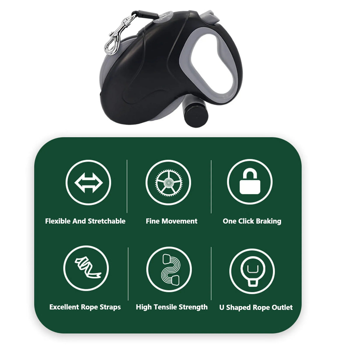 Correa extensible para perros de 10 m con portabolsitas