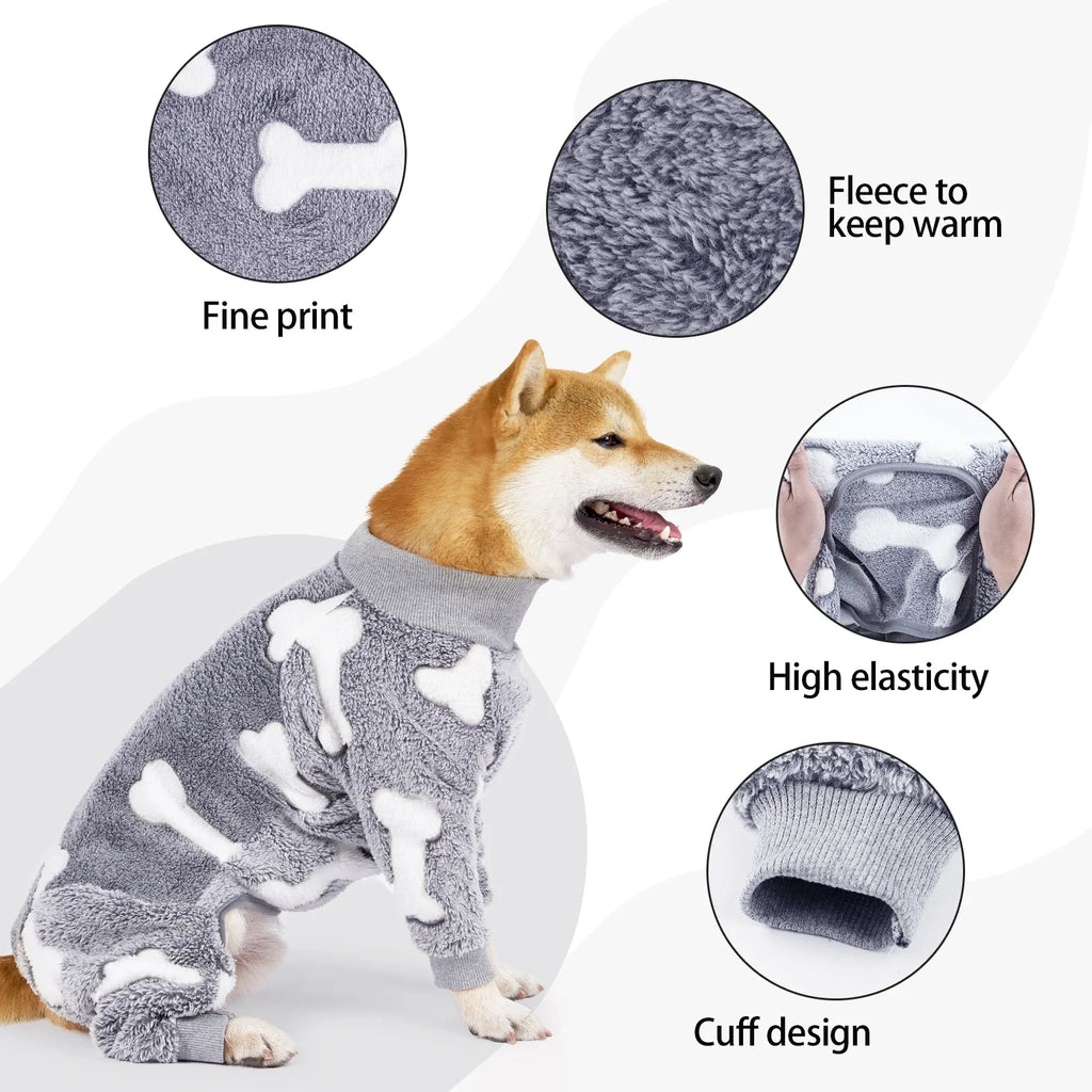 Pijama de polar de cuatro patas para perros