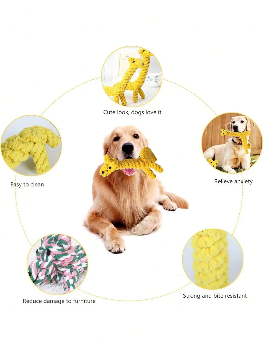 Juguete de soga tejida para perros con diseños de figuras