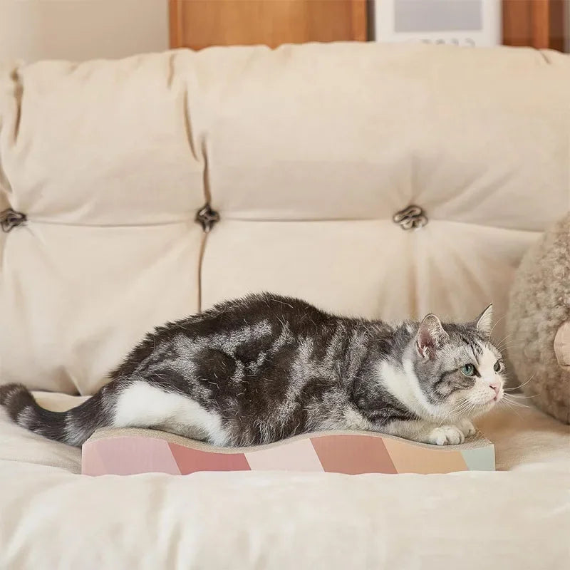 Rascador de cartón corrugado para gatos con formato de descanso