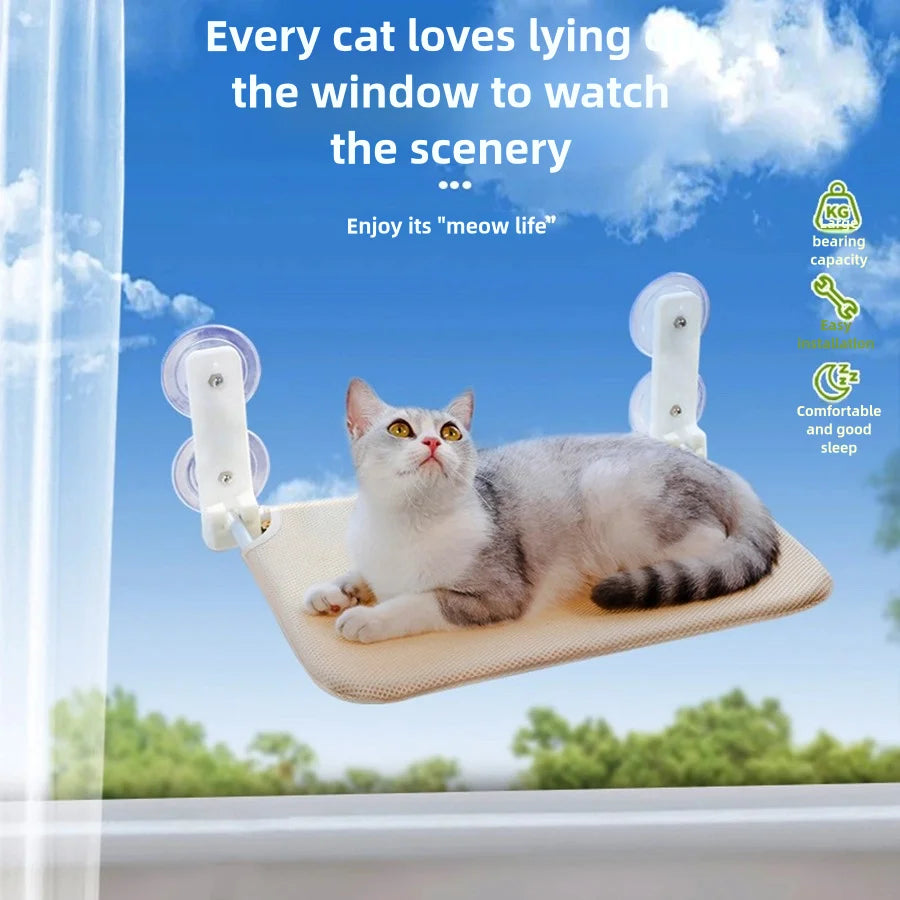 Hamaca plegable de ventana para gatos en malla o peluche